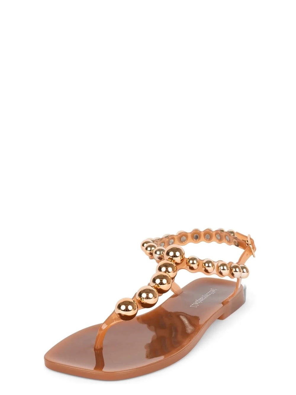 NWT Jeffrey Campbell Gum-Drop caramel gold Jelly Sandals Gold Studs